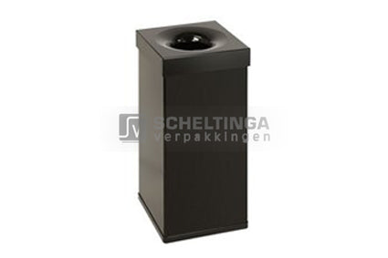 Afvalbak vierkant Aluminum 55ltr Zwart
