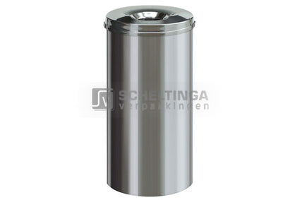 Vlamdovende papierbak 50ltr RVS