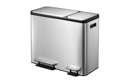 Afvalbak EcoCasa 15+15+15ltr RVS