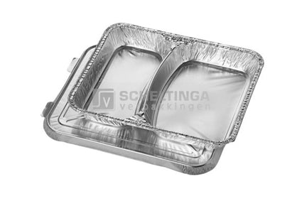 Menuschaal 2-vak 227x178x29mm Aluminium