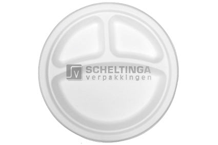 Bagasse bord Ø225mm 3-vak