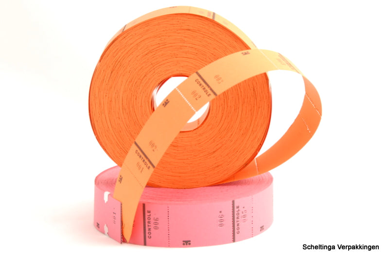 Bonrol toegangsbewijs 30x65mm Oranje