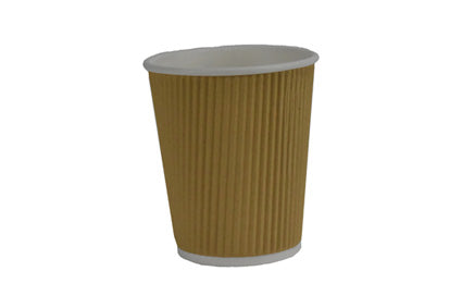 Papieren beker 200cc 8oz Ribbel Kraft Bruin