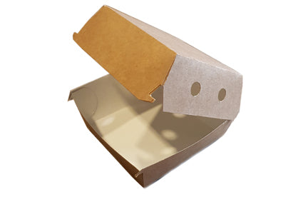 Hamburger-Frietbox XS 115x115x80mm met gaten Bruin