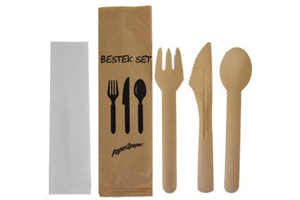 Bestekset mes-lepel-vork servet Bruin Papier