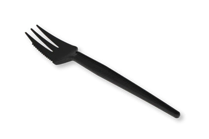 Snackvork met snijkant 135mm T Herbruikbaar Zwart