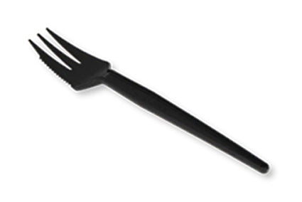 Snackvork met snijkant 132mm Reusable CPLA Zwart