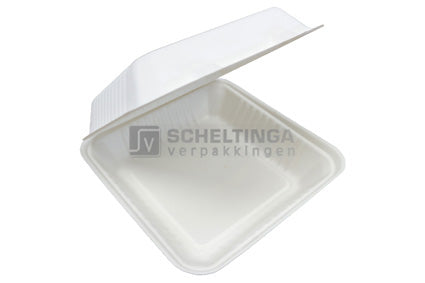 Bagasse Menubox 1-vak 220x200x76mm