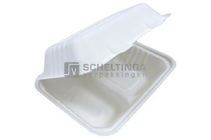 Bagasse Menubox 2-vak 230x153x80mm