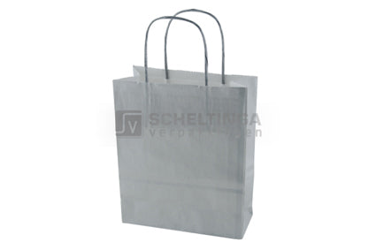 Papieren Koordtas 14x8x21cm Gkr90 Zilver