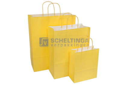 Papieren Koordtas 22x10x31cm Gkr90 Geel