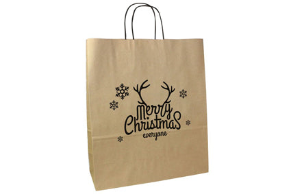 Papieren Koordtas 35x14x41cm Gkr90gr Merry Christmas Bruin