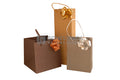 Papieren Koordtas 20x19.5x20cm Cube met strik Bruin