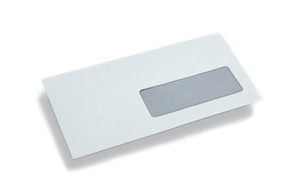 Papieren envelop 110x220mm venster 80gr Wit