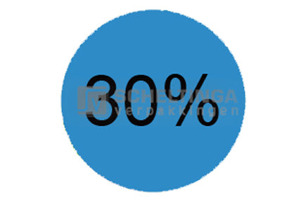 Etiket 30% Ø35mm in dispenserdoos Blauw