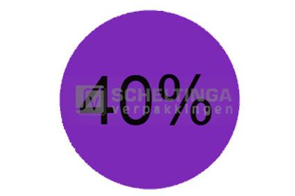 Etiket 40% Ø35mm in dispenserdoos Paars