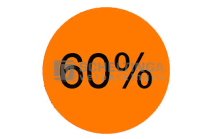 Etiket 60% Ø35mm in dispenserdoos Oranje