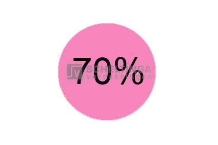Etiket 70% Ø35mm in dispenserdoos Roze