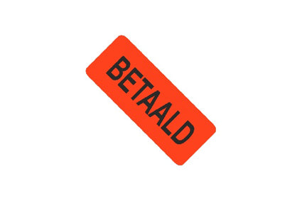 Etiket op rol 50x21mm Betaald 500st. Fluor Rood