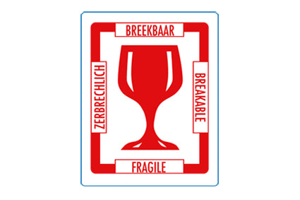 Etiket 10x8cm Breekbaar Rood Glas