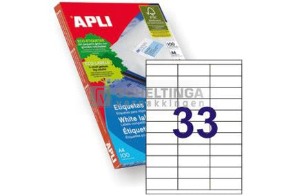 Etiket 70x25.4mm 33-vel A4 Apli nr.:1270