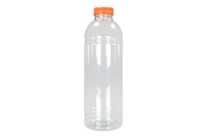 Fles 1000cc glad hoog model incl. dop PET