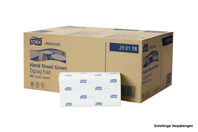 Handdoek ZZ-Vouw Tork 2-laag 3750st. Groen