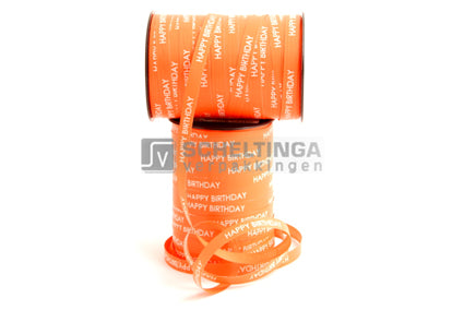 Krullint 10mm Happy Birthday Oranje