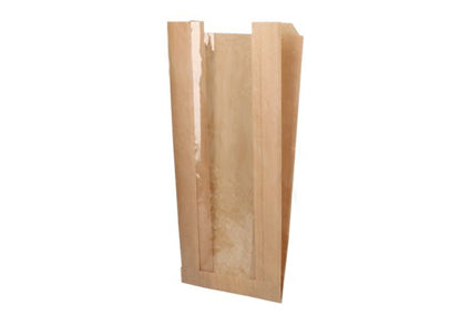 Papieren zak met venster 1/1 brood Blanco Bruin