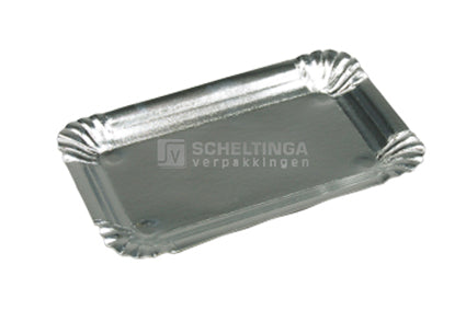 Kartonnen schaal 10x16cm gevoerd Aluminium