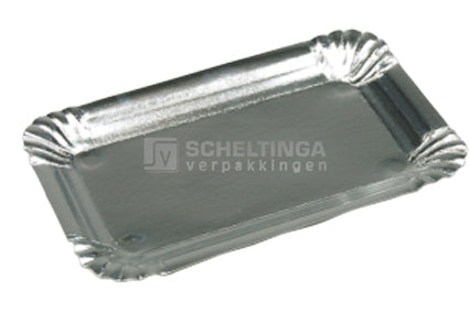Kartonnen schaal 12x18cm gevoerd Aluminium