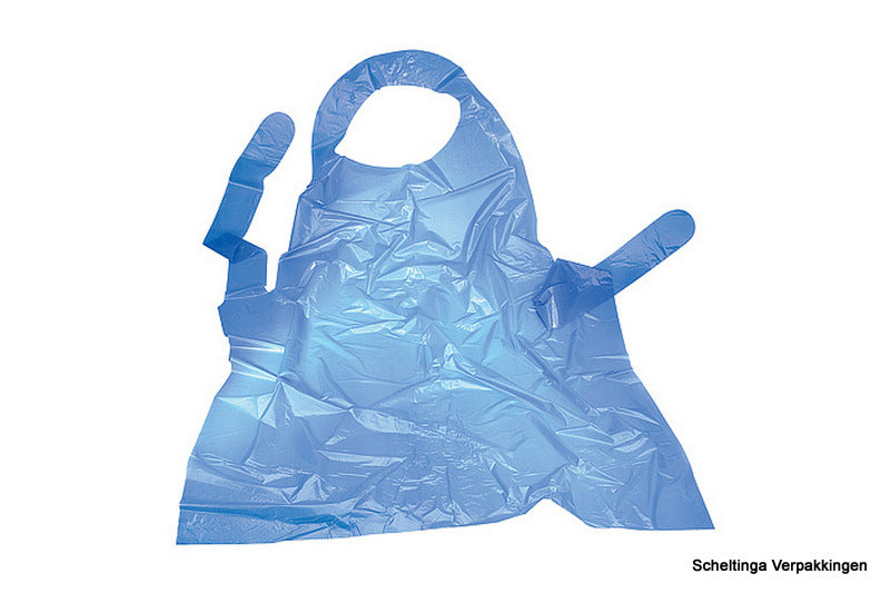 Schort 80x125cm 50my geblokt Blauw