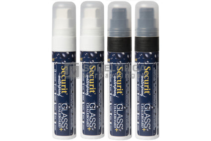 Krijtmarker Waterproof 2xZwart 2xWit Groot