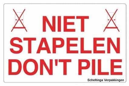 Etiket 14x9cm Niet Stapelen