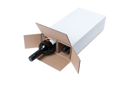 Verzenddoos 2 fles 195x98x364mm incl.interieur Wit