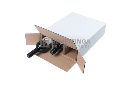 Verzenddoos 3 fles 294x98x364mm excl.interieur Wit