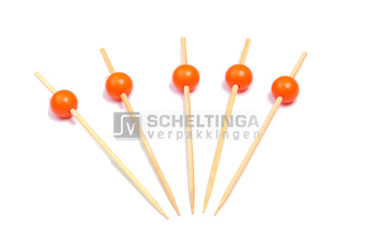 Prikker bamboe 12cm met bol Sier Oranje