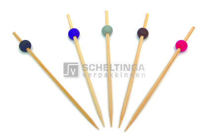 Prikker bamboe 12cm met bol Assortie Sier